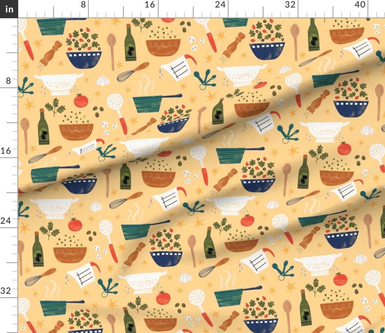 Various Fabrics by the Yard or Fat Quarter Cook Cooking Food Kitchen Vegetables Whimsical Grunge Custom Printed Fabric by Spoonflower